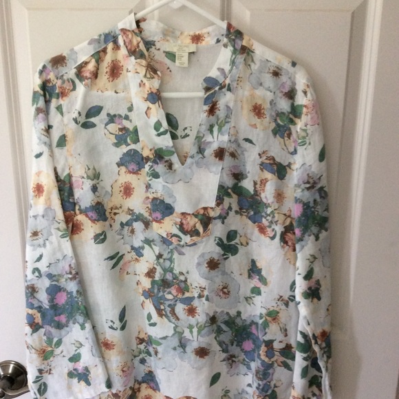 St. Tropez Tops - Linen Tunic Length Top Size M